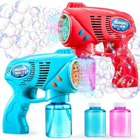 Bubble Guns with 2 Refill Solution (10 oz Total), Bubbles Maker - Picture 1 of 14